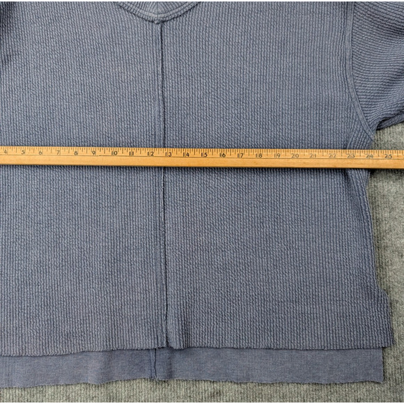 Aerie Ribbed Sweatshirt Womens Medium Blue Knit Athleisure Minimal Oversized - Picture 4 of 5
